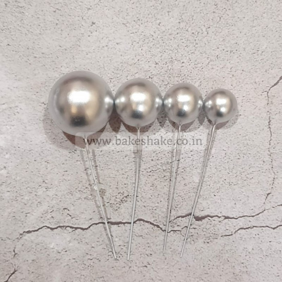 Silver Faux Ball Toppers (20 Pcs) Matt Finish
